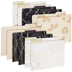 Paper Junkie Lot de 12 dossiers de fichiers colorés et décoratifs en feuille d'or, format lettre (24,1 x 29,2 cm) – Dossiers à o Paper Junkie Lot de 12 dossiers de fichiers colorés et décoratifs en feuille d'or