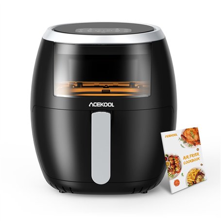 Friteuse sans Huile Air Fryer Électrique à Air Chuad avec Livre de Recette 8L 1800W 8 Programmes XXL en Acier Inox Écran Tactile