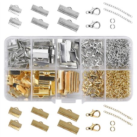 Kissral 370pcs Kit Bijoux Creation Kit Fabrication Bijoux avec Anneaux Ouverts et Extenseurs de la Chaîne Fermoir Mousqueton Fer