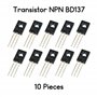 Kit de 10 transistors NPN BD137 60V 1.5A