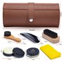 YUET Kit De Cirage Chaussure Noir Nettoyage De Chaussures Pour Cuir Marron Et Avec Brosse De Polissage, Étui De Voyage En Crin D
