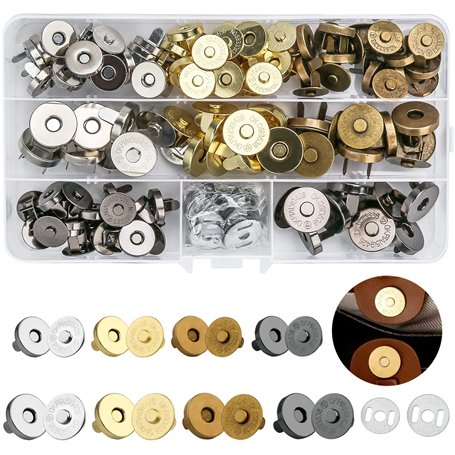 60 Paires bouton pression aimanté 14mm 18mm fermoir magnetique Métal pression aimanté couture set pour Sac en Tissu