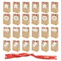 STCRERAG 24 PCS Sac Cadeau de Noël en Kraft Avec Ruban et Ornement - Emballage Cadeau Boite Pochette Papier Sachet Bonbon pour C