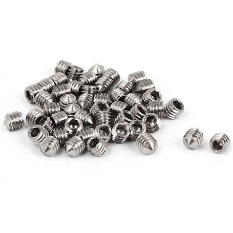 sourcing map Vis Pointeau Conique pour Poignée de Porte Vis Sans Tête Hexagonale M4 x 4mm acier inoxydable 304 50 Pcs