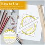 ADERTOS Equerre Ecole Rapporteur 12PCS Règle Equerre Rapporteur 2 en 1 Equerre de Géométrie Hypoténuse Kit Geometrie Triangle Eq
