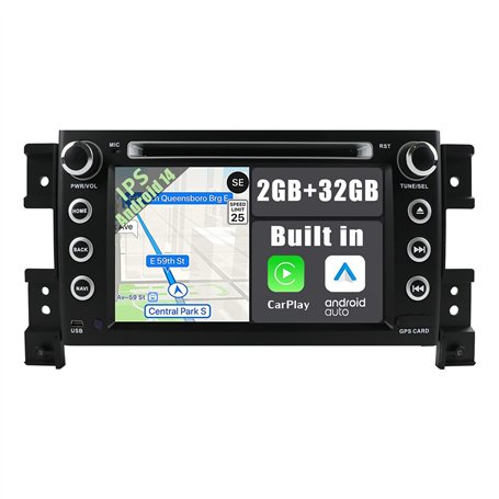 YUNTX Android 14 Autoradio Compatible avec Suzuki Grand Vitara (2005-2013) - GPS 2 Din - Caméra arrière & Micro Gratuits - Souti
