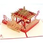 Medigy Carte d'Anniversaire Faite à Main 3D Pop Up Kirigami Creux Jardins de Suzhou Pliable Carte Postale de Voeux pour Annivers