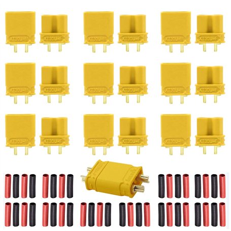 10 paires Amass XT30U Mâle Femelle Connecteurs Bullet Fiches d'alimentation Adaptateurs avec 20 paires de tubes thermorétractabl