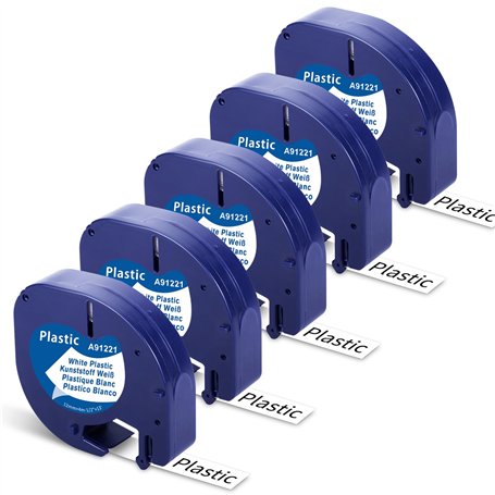 5x Rubans Fimax 91221 Compatible pour Ruban d’Étiquettes Dymo LetraTag