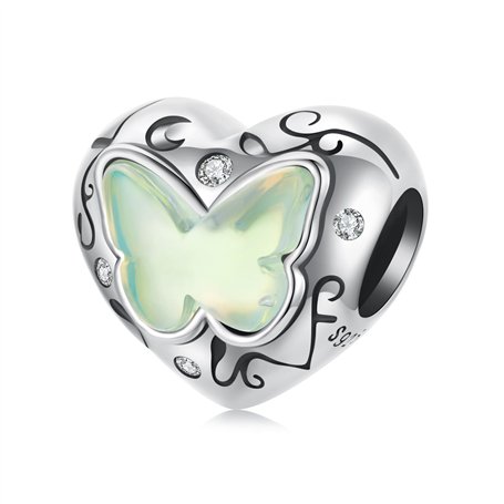 Charms pendentifs pour bracelets Pandora - Pendentif papillon vert en argent sterling 925