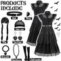 NCKIHRKK Kit de Déguisement pour Fille, 8 Pièces Halloween Enfant Costume Robe avec Perruque et Bijoux pour Fête Halloween Carna