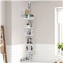 MOYKSRR Blanc Etagere Salle de Bain, Étagère Salle de Bain Télescopique, Étagère de Douche Réglable en Hauteur 100-310 cm, Acier