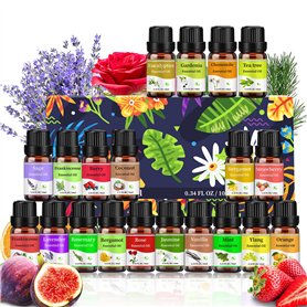 VIPNAJI Kit Huile Essentielle 18x10ml, Aromathérapie 100% Pure, Kit Huile Essentielle pour Diffuseurs, Massage, Soins Peau & Che VIPNAJI Kit Huile Essentielle 18x10ml