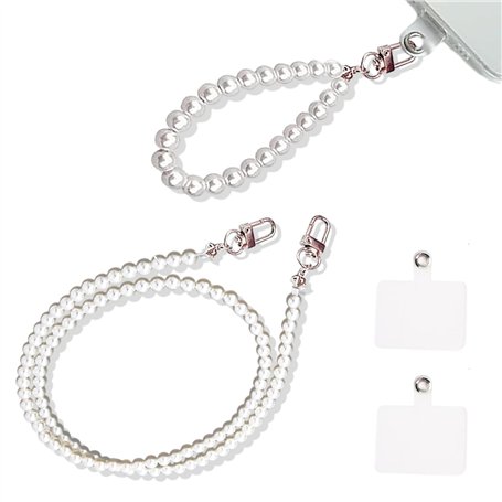 LURNODY 2 Pièces Dragonne Perlée Collier pour Telephone Portable Bracelet Telephone