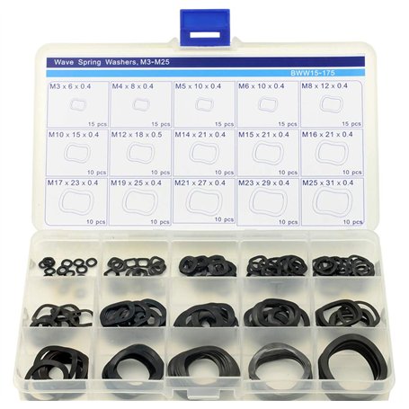 Assortiment de 175 rondelles à ressort ondulées M3-M25