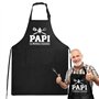 COLOFALLA Tablier Papi Cadeau Papi Le Meilleur Cuisinier Noir avec Poche Col Réglable Ceinture 70cm Tablier de Barbecue Imperméa