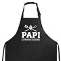 COLOFALLA Tablier Papi Cadeau Papi Le Meilleur Cuisinier Noir avec Poche Col Réglable Ceinture 70cm Tablier de Barbecue Imperméa