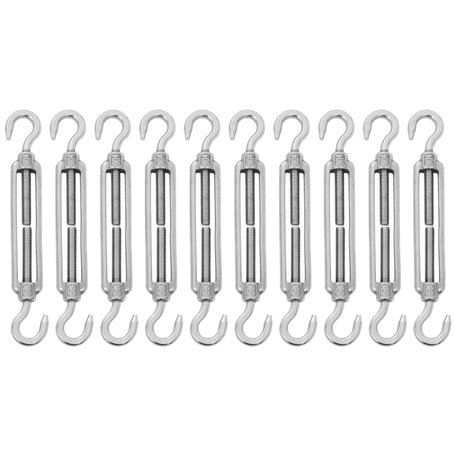 LOLYSIC Lot de 10 tendeurs de câble M6 en acier inoxydable 304 - En acier inoxydable - Câble de serrage - Crochet et crochet