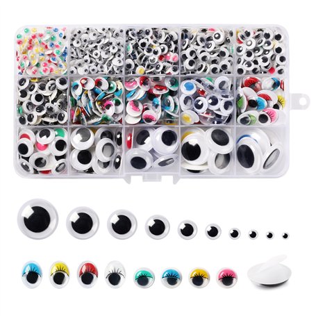 CraftWerk Lot de 1 500 Yeux Mobiles Autocollants - Yeux Mobiles Auto-adhésif - pour Bricolage