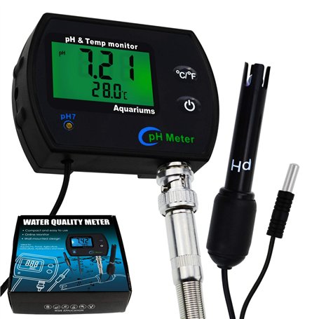 2 en 1 Combo pH & Température Mètre Eau Qualité Testeur Remplaçable BNC pH Électrode pour Aquariums Hydroponique Réservoirs Aqua