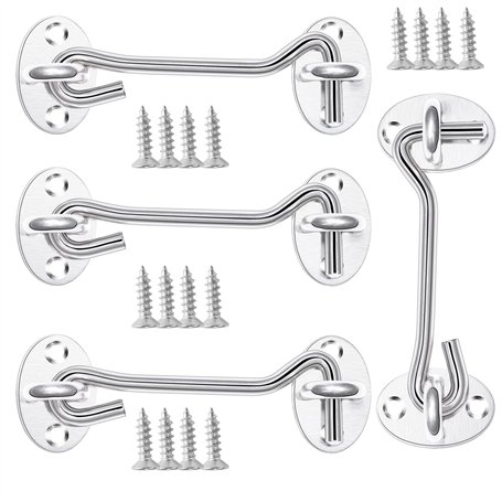 Lot de 4 loquets et verrous de portes 、crochet fermeture porte 、avec 16 vis de montage