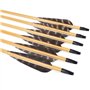TY Archery Lot de 12 flèches en bois de 32 pouces avec plumes naturelles de 4 pouces pour tir à l'arc flèches en bois de chasse 