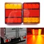 PolarLander 2PCS Imperméable 8 LED Feux arrière Rouge Jaune arrière arrière DC 12V pour Camion de remorque Bateau de Voiture Sty