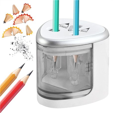 Sinzau Taille-crayon électrique universel | Double taille-crayon pour crayons de 6-8 mm et 9-12 mm | Avec pièces de rechange | B