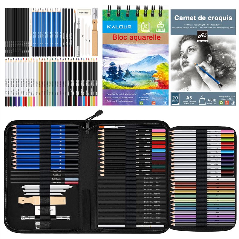 Lot De 12 Crayons Professionnels Pour Croquis Et Dessin