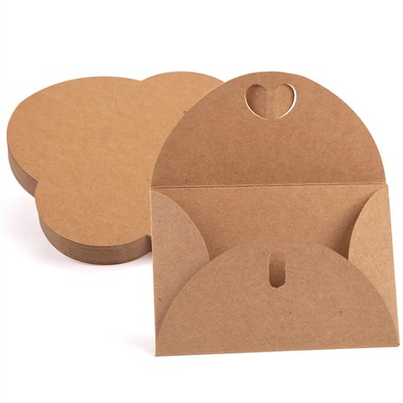 HAKACC - Lot de 100 enveloppes en papier kraft avec fermeture en forme de cœur - Pour Noël