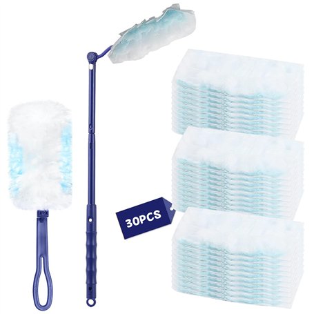 Lot de 30 plumeaux anti-poussière en microfibre avec poignée pour nettoyer la poussière
