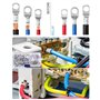 Pince a Sertir,AWG 10-0,6/10/16/25/35/50 mm² pince à sertir cosses avec Bornes à anneau en cuivre +60 PCS de gaine thermorétract