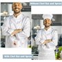 Yicaam Ensemble Toque et Tablier, Toque de Chef et Tablier Court Tablier de Taille avec Poche, Ajustable Toque et Tablier pour L