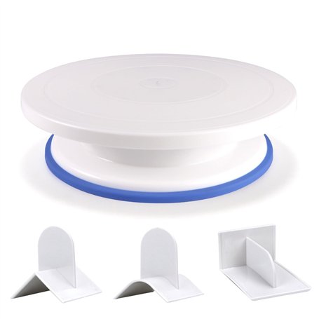 Xinlie Plateau Tournant Gateaux et 3 Outils de Lissage pour Fondant Gâteau Plaque Pivotante Plateau Gateaux Spatule Patisserie P
