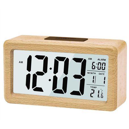 LEAZZLE Réveil Numérique en Bois