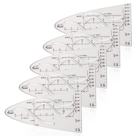 5 Gabarits Parabole Mathématiques - Gabarit Courbe Sinus/Cosinus