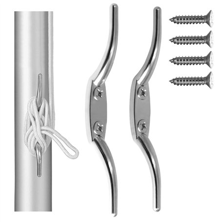Anley 2 PCS Mât Argenté Crochet de Taquet de Cordage - Alliage de Zinc Inoxydable de 6 Pouces - Vis de Montage incluses