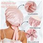 Guyode 2 Pièces Bonnet Satin Cheveux Nuit avec Bande Elastique pour Femmes Doux et Confortable, Ajustable Silk Bonnet en Satin p