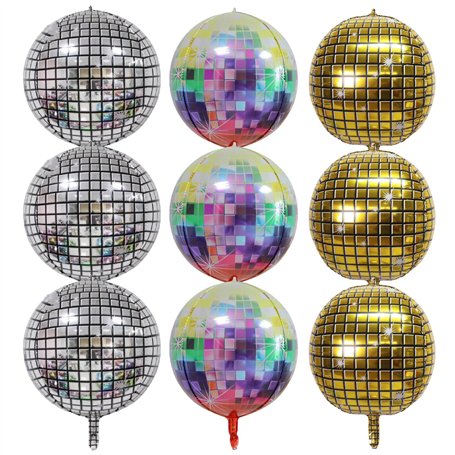 ZYEKIU 9 Pièces Boule Disco Deco Anniversaire Ballons de Baudruche 4D Boule a Facette Ballon Gonflable Ballon de Baudruche pour