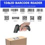 LENVII Bluetooth Lecteur Code Barre sans Fil 1D QR 2D scanner Code Barre 3 en 1 Bluetooth/Wired/sans Fil Barcode scanner avec Ba