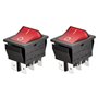 Heschen Lot de 2 interrupteurs à bascule ON-OFF DPDT 6 bornes lumière rouge 16 A 250 VAC