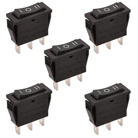 Heschen Interrupteur à bascule On-off-on Spdt 3 bornes 15 A 250 VAC Noir Lot de 5