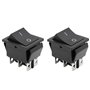 Heschen Lot de 2 interrupteurs à bascule DPDT momentanés 6 bornes 16 A 250 V AC Noir