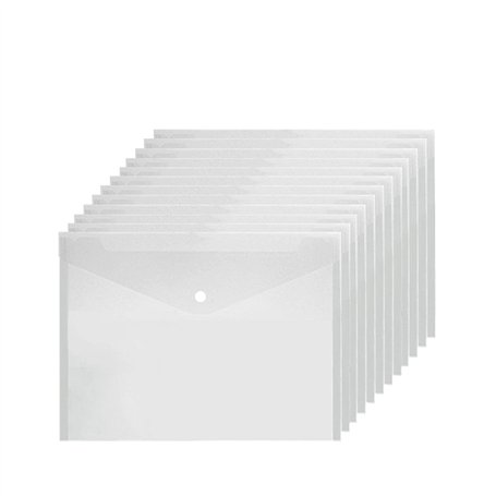 Pochettes dossier en plastique transparent A4 avec bouton à pression pour fermeture - Fournitures pour bureau