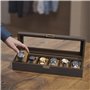Lonian Bois massif montre Box, boîtier de montre pour homme 5 emplacements de rangement en bois Organiseur de boîtier de montre 