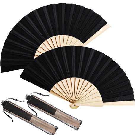 2 Pièces Éventail en Bois Éventails Pliables à Main en Tissu Ventilateurs de Poche Éventail d Artisanat Cadeau d Éventail avec C