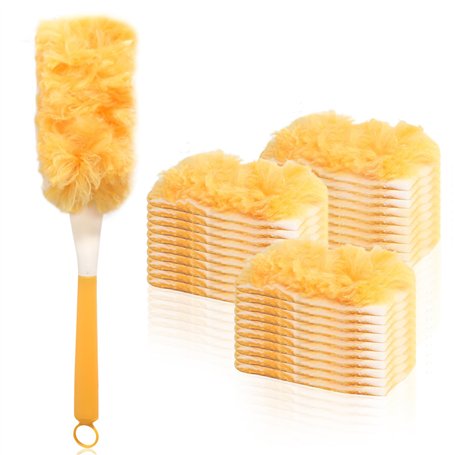 Lot de 30 plumeaux à poussière en microfibre avec 1 poignée 360° contre la poussière - Recharge électrostatique pour la maison