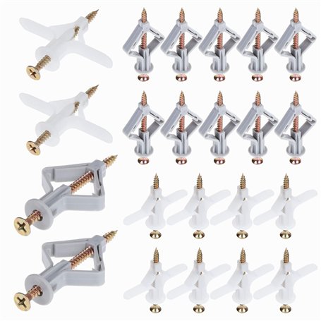 Mynoozi 200 Pcs Fixations pour Plaques de Plâtre (50 Blanc+50 Gris Chevilles+100 Vis)