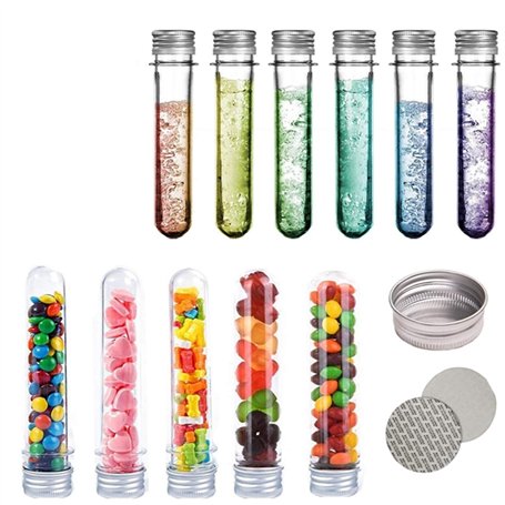 BUYGOO 15 pièces Tubes à essai Transparents 40 ML Tubes à Feuille autocollante Bien scellés Boîte de Stockage pour Bonbons/Bonbo