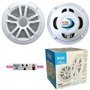 KIT Set for Boss Audio Systems MR6W 2 Double Cone Marine Speakers 6.5" 16.50 cm 90 Watt rms 180 Watt Max Waterproof White